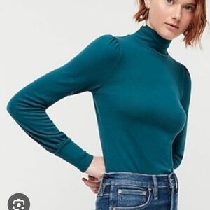 J. Crew Super-soft Puff Shoulder Mock Neck Balloon Sleeve Top - Green